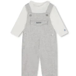 Hugo Boss Baby - Conjunto de camiseta de manga comprida e macacão, cinza Hot