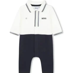 Hugo Boss Baby - Macacão de gola polo Ceremony, azul marinho Fashion