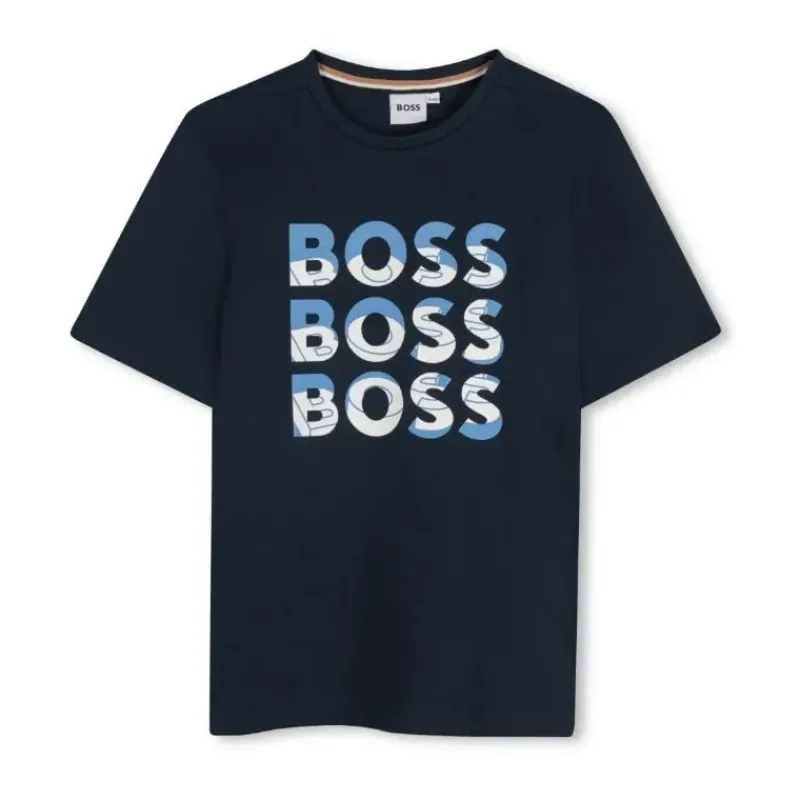 hugo_boss_baby__multi_log_SKUcwusGNqH_0.webp Hugo Boss Baby - Multi Logo Short Sleeve Tshirt Navy Clearance
