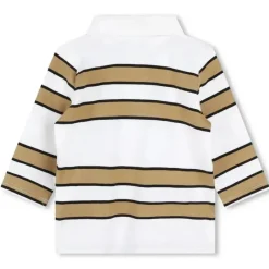 Hugo Boss Baby - Polo de manga comprida listrada, branca Outlet
