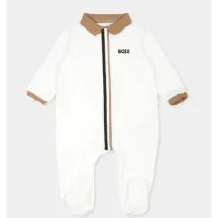 Hugo Boss Baby - Polo Footie, Branco/Bege Outlet