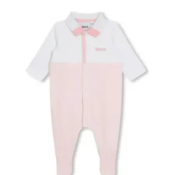 Hugo Boss Baby - Polo Footie Girl, Branco E Rosa Claro Clearance