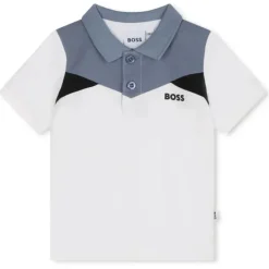 Hugo Boss Baby - Polo piquet manga curta colorblock, branco/azul Best