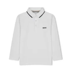 Hugo Boss Baby - Polo Piquet Manga Longa, Branco Sale