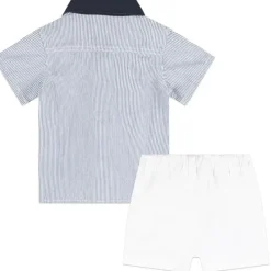 Hugo Boss Baby - Shorts e top de sarja de algodão, branco/azul Fashion