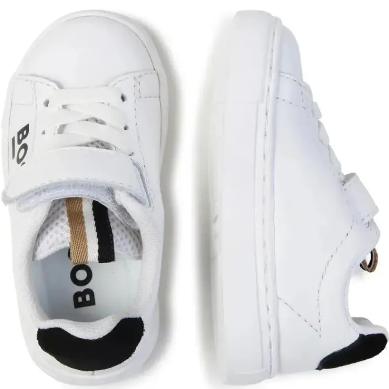 hugo_boss_baby__tnis_com__SKUZYWUiKsM_4.webp Hugo Boss Baby - Tênis Com Cadarço Elástico E Gancho, Branco Sale
