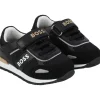 Hugo Boss Baby - Tênis de couro para menino, preto Fashion