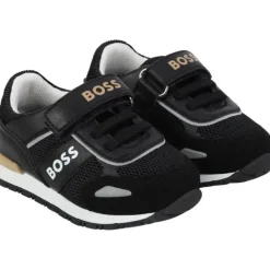 Hugo Boss Baby - Tênis de couro para menino, preto Fashion