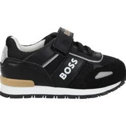 Hugo Boss Baby - Tênis de couro para menino, preto Fashion