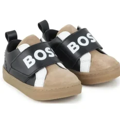 Hugo Boss Baby - Tênis em couro e malha, preto Clearance