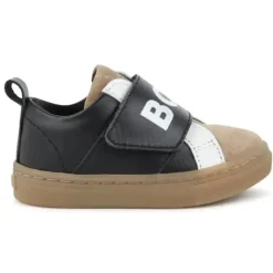 Hugo Boss Baby - Tênis em couro e malha, preto Clearance