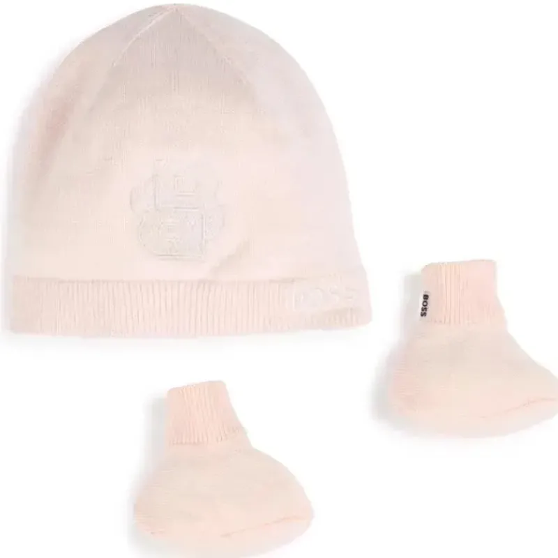 hugo_boss_boss__conjunto__SKUf0dUxywQ_0.webp Hugo Boss Boss - Conjunto de gorro e botinhas de malha, rosa Sale