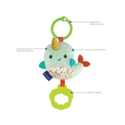 Infantino - Wee Wild Ones Chime &amp; Go Tag Along Pal, Narwhal Clearance