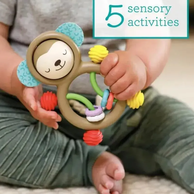 infantino__wee_wild_ones__SKU8xiOWo6O_1.webp Infantino - Wee Wild Ones - Busy Lil' Sensory Rattle, Monkey New