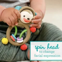 Infantino - Wee Wild Ones - Busy Lil' Sensory Rattle, Monkey New