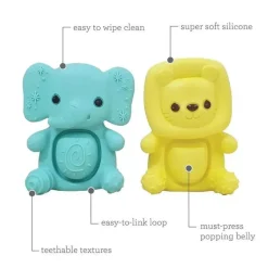 Infantino - Wee Wild Ones - Teethimal Pop Pals, Elefante/Leão Online
