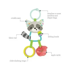 Infantino - Wee Wild Ones Jingle Charms Chocalho, Guaxinim Hot