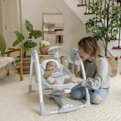 Ingenuity - ConvertMe 2 em 1 balanço de bebê automático portátil compacto e assento infantil, Wimberly Fashion
