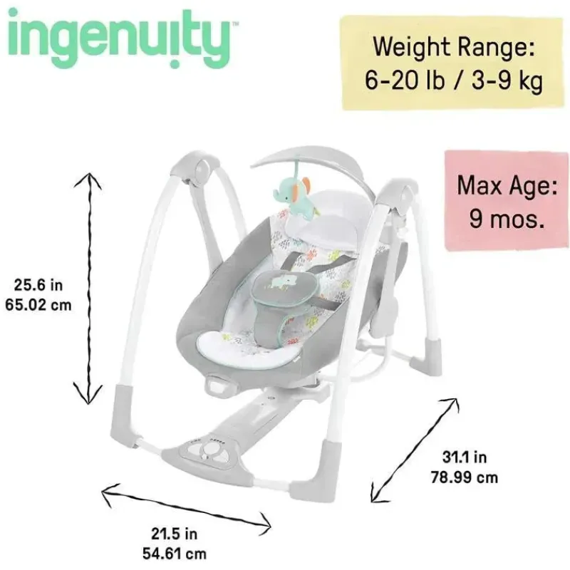 ingenuity__convertme__em__SKUkddp6hXY_3.webp Ingenuity - ConvertMe 2 em 1 balanço de bebê automático portátil compacto e assento infantil, Wimberly Fashion