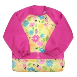 Iplay - Babador de manga comprida Snap & Go, floral rosa de abelha Clearance
