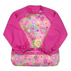 Iplay - Babador de manga comprida Snap & Go, campo de flores rosa New