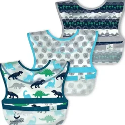 Iplay - Babadores de limpeza Snap & Go (3 unidades), Dinossauros azuis, 9-18 meses Sale