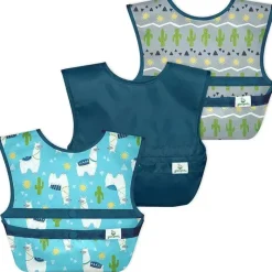 Iplay - Babadores Snap & Go Easy-Wear (3 unidades), Aqua Llamas, 9/18 meses Fashion