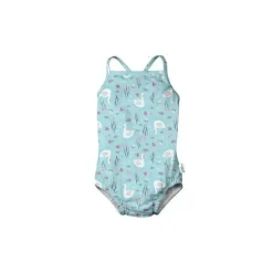 Iplay - Maiô Clássico para Bebê Menina com Fralda Absorvente Reutilizável Embutida, Cisne Aqua Claro Outlet