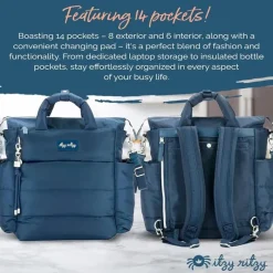 Itzy Ritzy - Bolsa de fraldas Dream Convertible Sapphire Starlight New