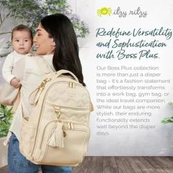 Itzy Ritzy - Mochila para fraldas, mochila Boss Plus de grande capacidade para bebês, leite e mel Fashion
