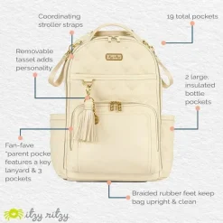 Itzy Ritzy - Mochila para fraldas, mochila Boss Plus de grande capacidade para bebês, leite e mel Fashion