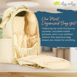 Itzy Ritzy - Mochila para fraldas, mochila Boss Plus de grande capacidade para bebês, leite e mel Fashion