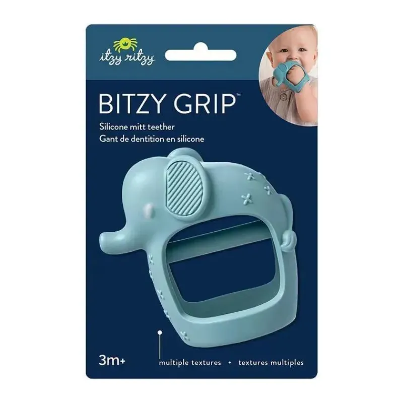 itzy_ritzy__mordedor_de_d_SKU1kItRuwf_5.webp Itzy Ritzy - Mordedor de desenvolvimento de silicone Bitzy Grip com punho fácil de segurar, elefante Sale