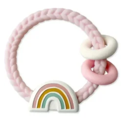 Itzy Ritzy - Mordedor de silicone com chocalho arco-íris Clearance