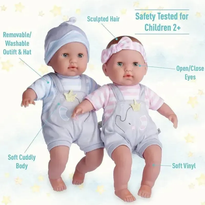 jc_toys__bonecos_gmeos_de_SKU01L1KfLx_2.webp JC Toys - Bonecos gêmeos de corpo macio, conjunto de presente de 12 peças com olhos abertos/fechados, 2 anos + Online