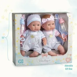 JC Toys - Bonecos gêmeos de corpo macio, conjunto de presente de 12 peças com olhos abertos/fechados, 2 anos + Online