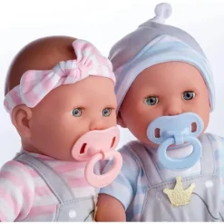 JC Toys - Bonecos gêmeos de corpo macio, conjunto de presente de 12 peças com olhos abertos/fechados, 2 anos + Online
