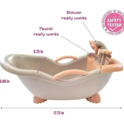 JC Toys - Conjunto de banho de trabalho real para bonecas, maiores de 2 anos, cores em tons de terra Hot