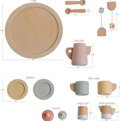 JC Toys - Conjunto de chá de 12 peças em madeira real, coleção Parfait, maiores de 3 anos, brinquedos Twiggly Best