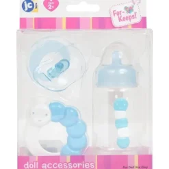 JC Toys - Conjunto de mamadeira, chocalho e chupeta azul para boneca, maiores de 2 anos Outlet