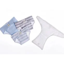 JC Toys - Fraldas ecológicas laváveis ​​e reutilizáveis ​​para bonecas, pacote com 4 para bonecas de 14 a 18 anos, azul, branco e cinza Clearance
