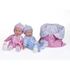 JC Toys - La Baby 11 Bonecas Gêmeas de Corpo Macio, Roupas Removíveis e Saco de Dormir Reversível e Acessórios Fashion