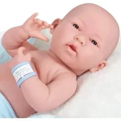 JC Toys - La Newborn totalmente em vinil anatomicamente correto Real Boy 15, desenhado por Berenguer, azul com pontos Online