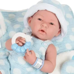 JC Toys - La Newborn totalmente em vinil anatomicamente correto Real Boy 15, desenhado por Berenguer, azul com pontos Online