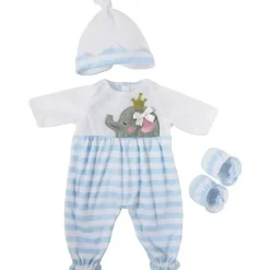 JC Toys - Roupa de boneca Berenguer Boutique, macacão longo listrado azul com bandana e botas, maiores de 2 anos New