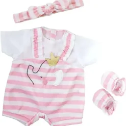 JC Toys - Roupa de boneca Berenguer Boutique, listras rosa e shorts macacão branco, maiores de 2 anos Clearance