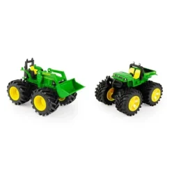John Deere - Monster Treads Vehicle 2 Toy Pack - Trator com carregadeira e jacaré New