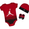 Jordan - Conjunto de macacão, botinha e chapéu de bebê menino 3 unidades, vermelho ginásio Sale