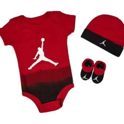 Jordan - Conjunto de macacão, botinha e chapéu de bebê menino 3 unidades, vermelho ginásio Sale