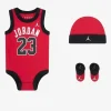 Jordan - Conjunto de macaquinho infantil sem mangas, botinha e gorro, 0/6M, cinza Hot